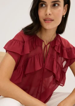 Blusa de gasa con volantes