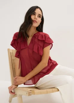 Blusa de gasa con volantes