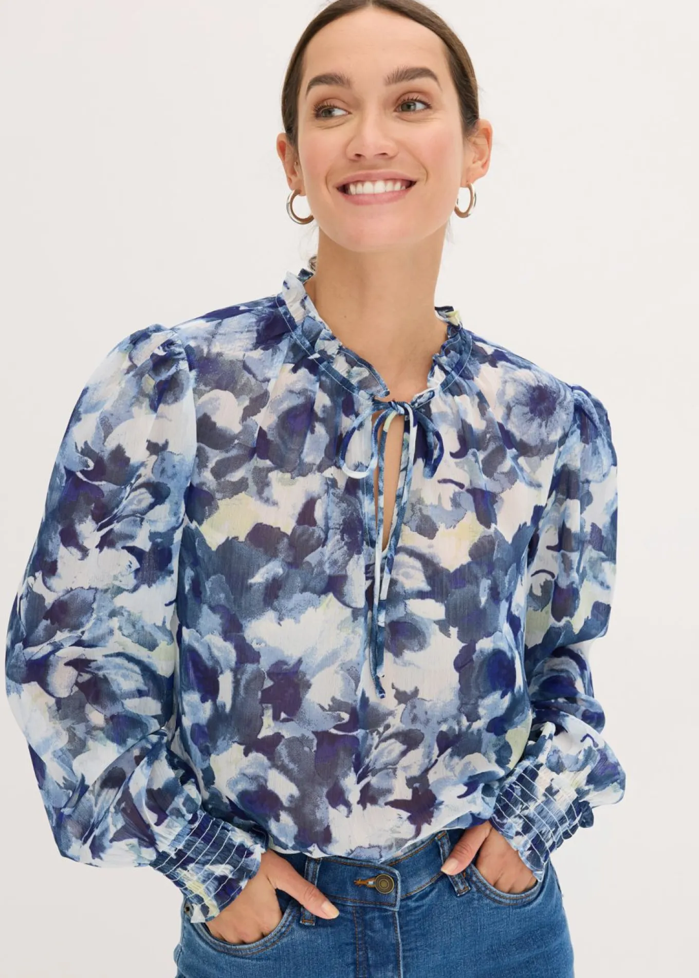 Blusa de gasa estampada
