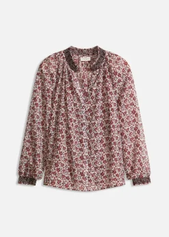 Blusa de gasa estampada con bordado