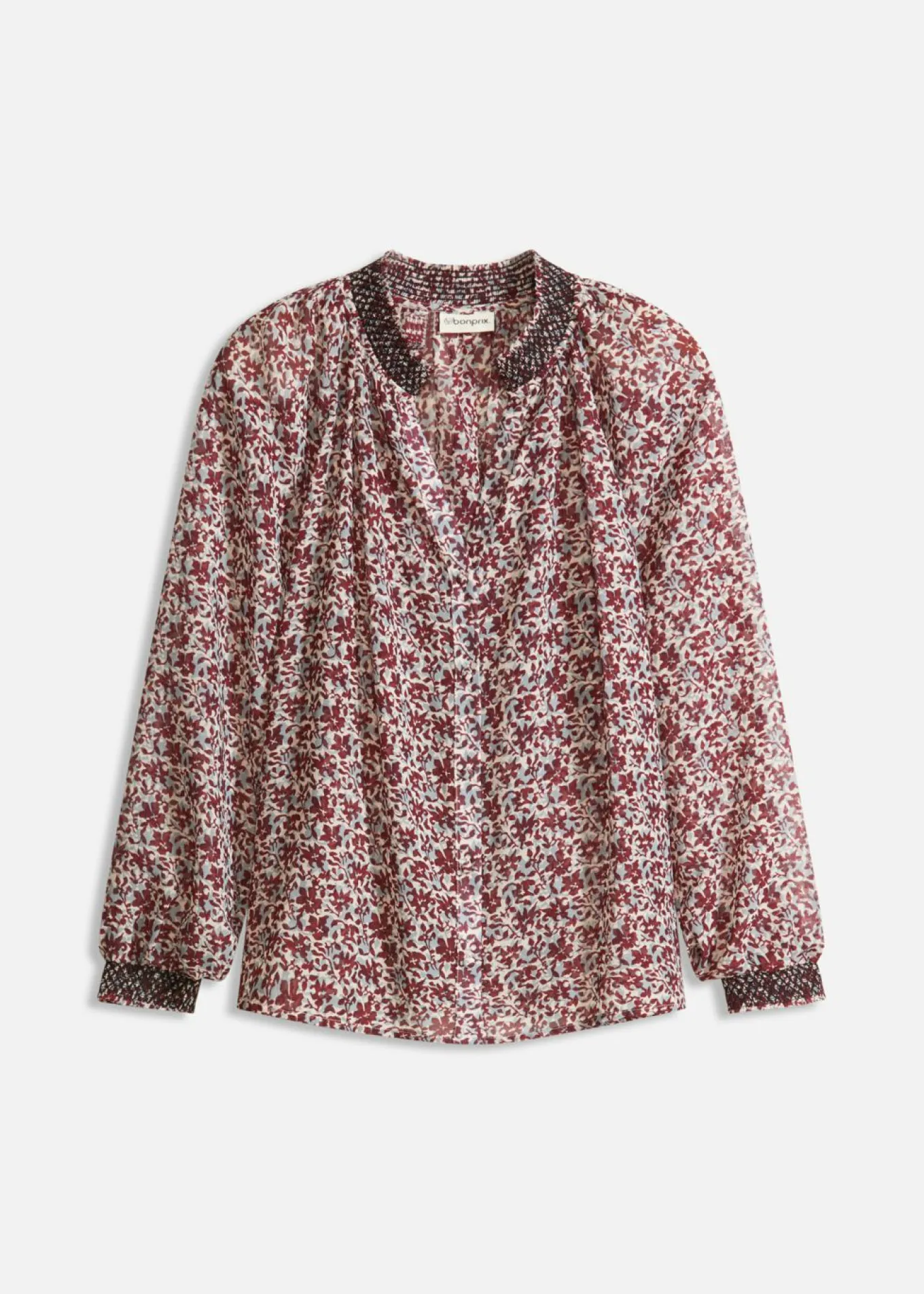 Blusa de gasa estampada con bordado
