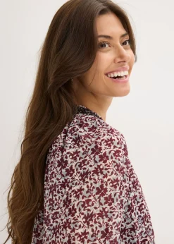Blusa de gasa estampada con bordado