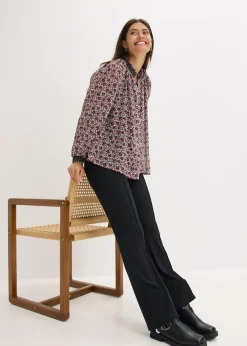 Blusa de gasa estampada con bordado