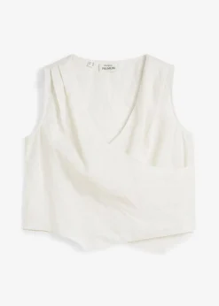 Blusa de lino puro con efecto cruzado