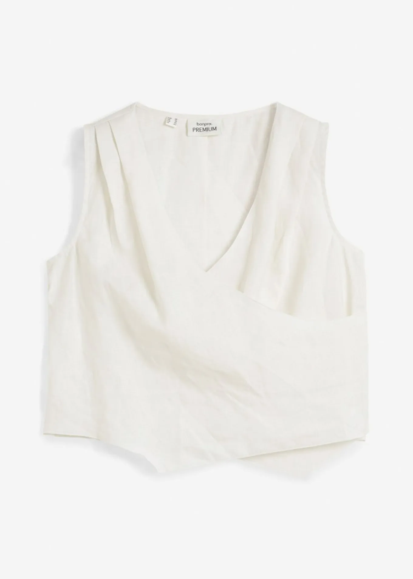 Blusa de lino puro con efecto cruzado