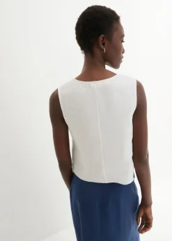 Blusa de lino puro con efecto cruzado