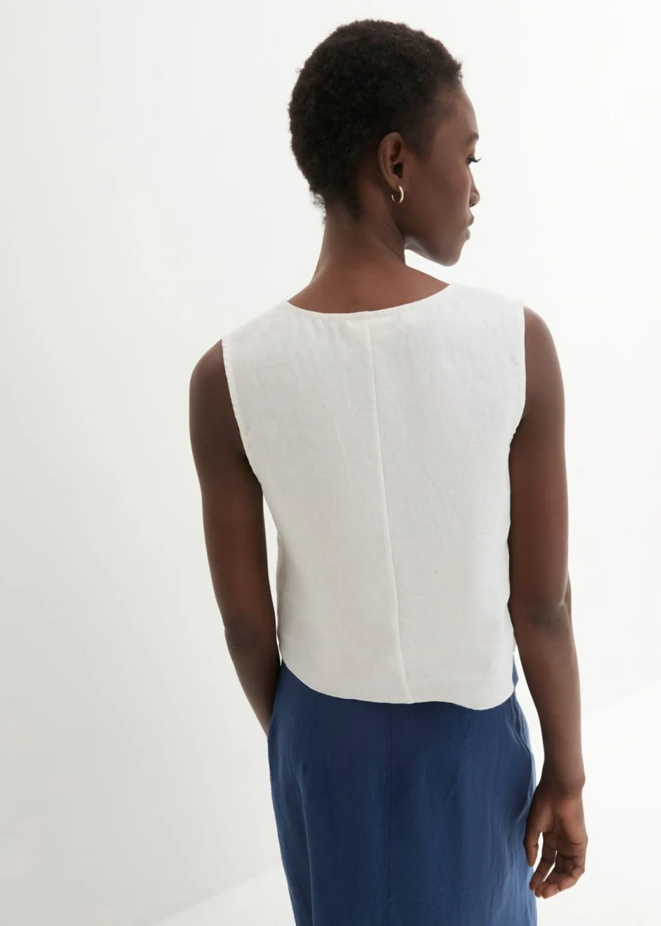 Blusa de lino puro con efecto cruzado