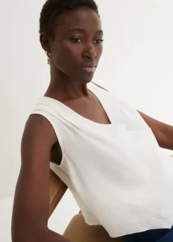 Blusa de lino puro con efecto cruzado