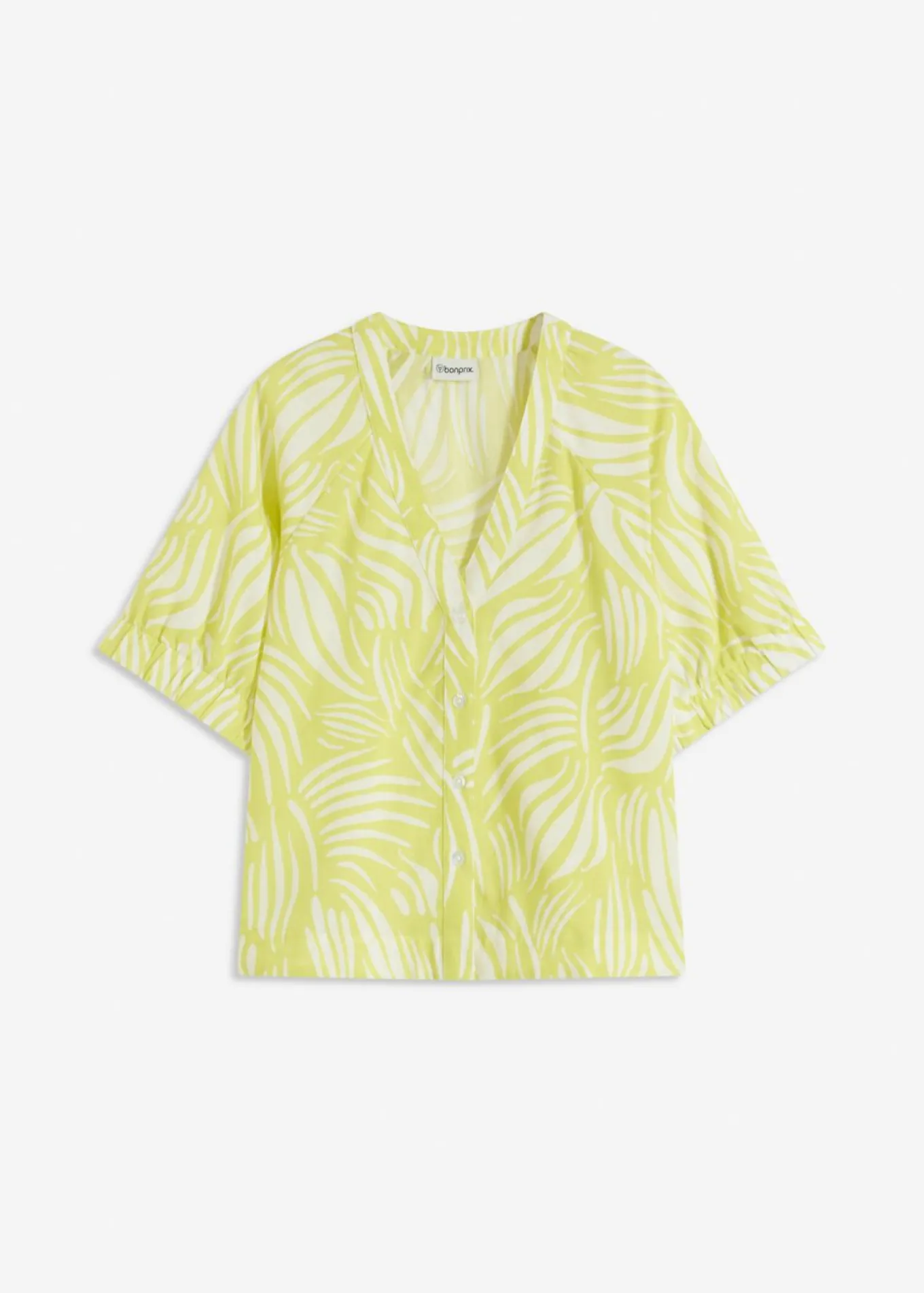 Blusa de manga corta con aspecto de lino