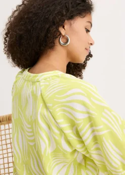 Blusa de manga corta con aspecto de lino