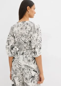 Blusa de manga corta de algodón puro