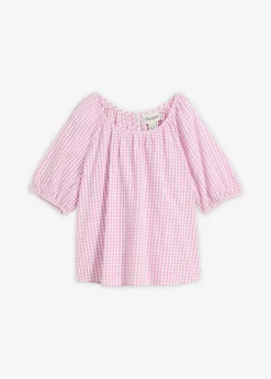 Blusa de manga corta de algodón puro