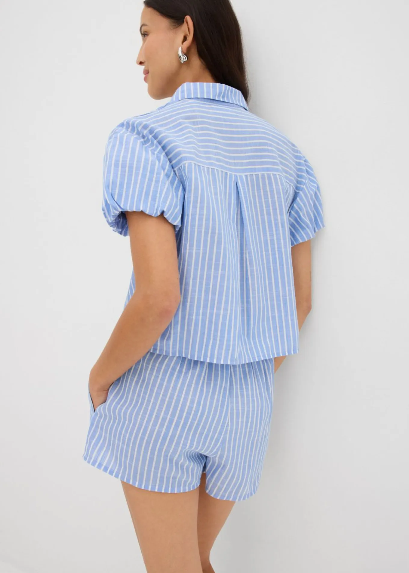 Blusa de manga corta de algodón puro