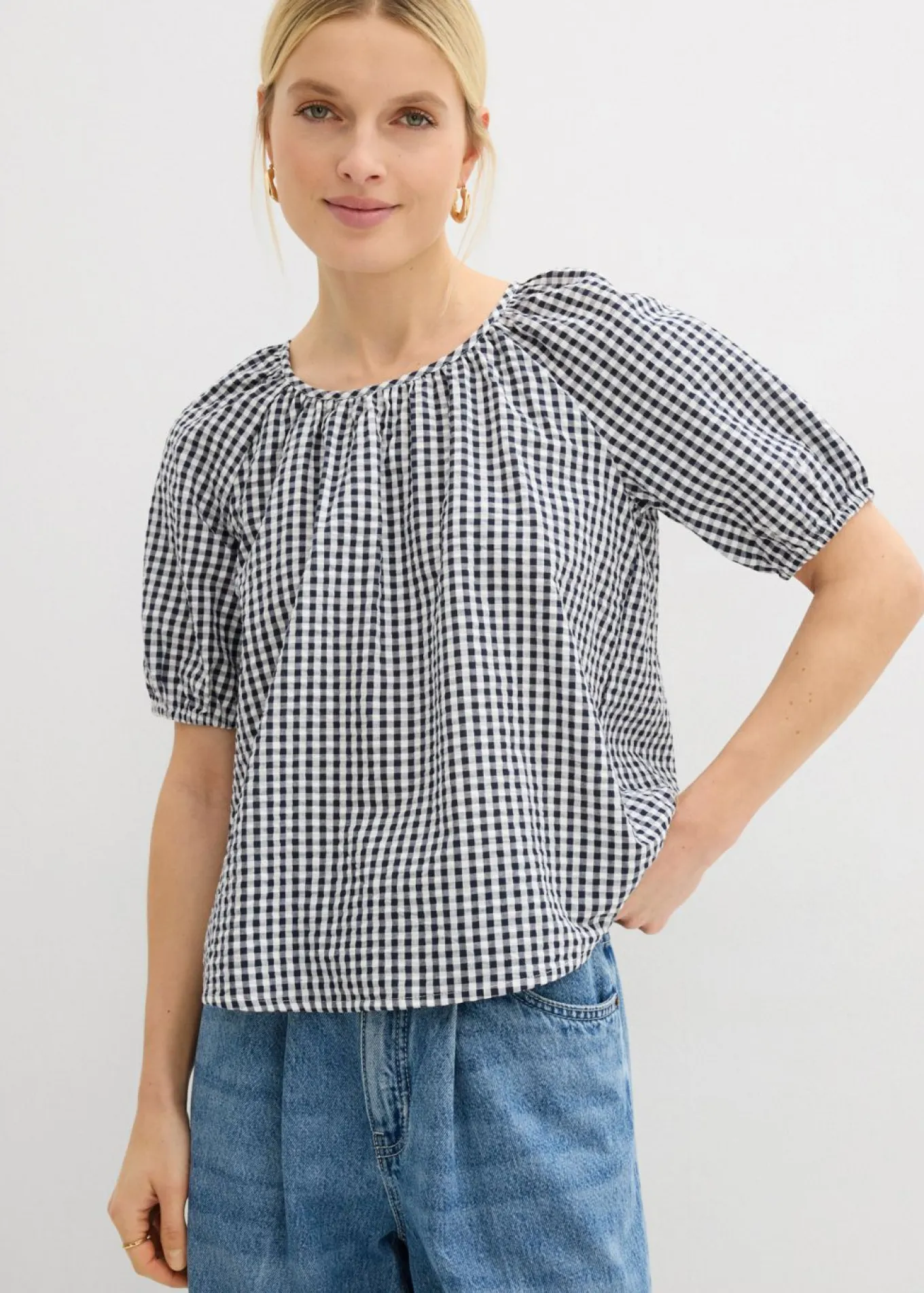 Blusa de manga corta de algodón puro