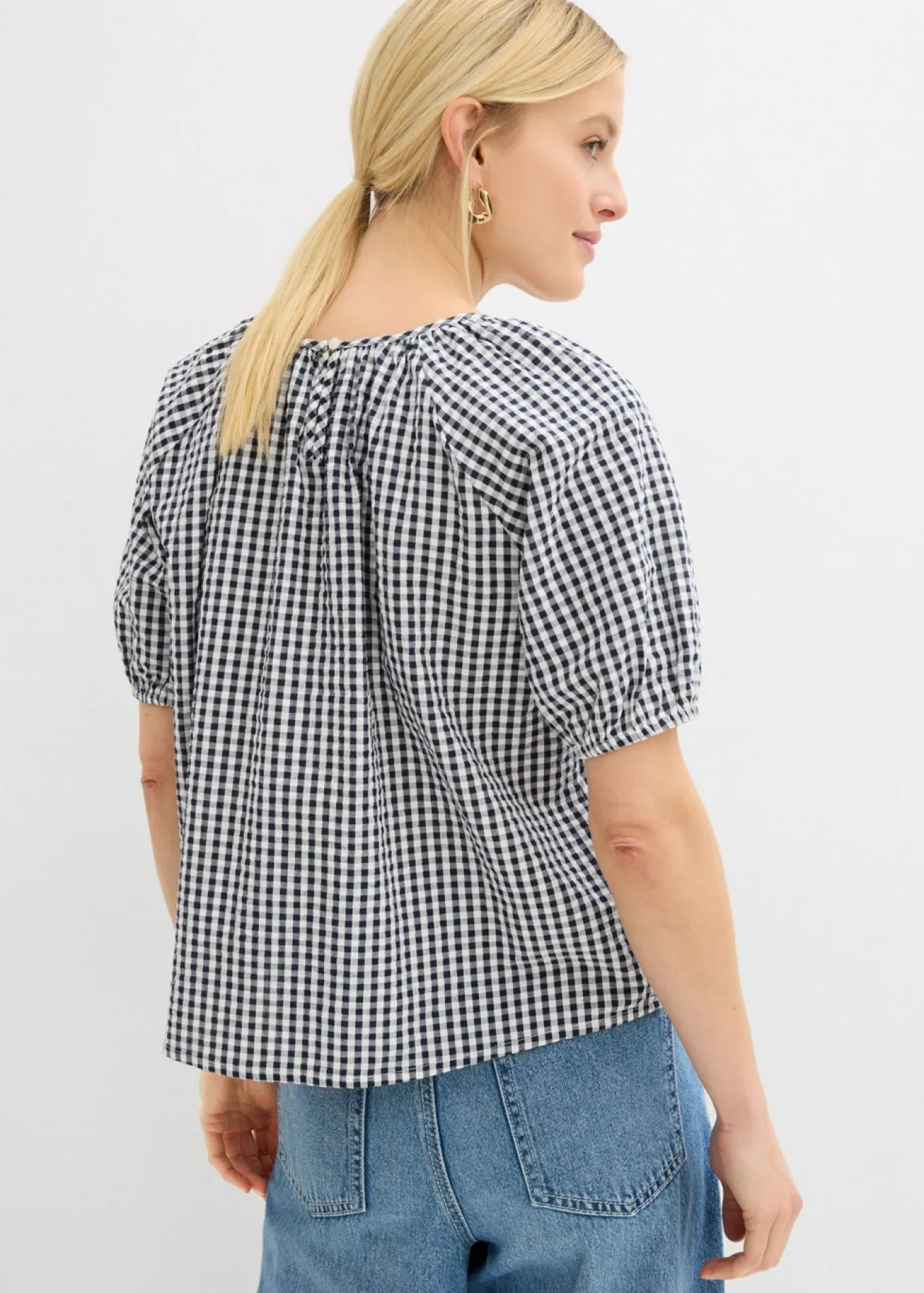 Blusa de manga corta de algodón puro