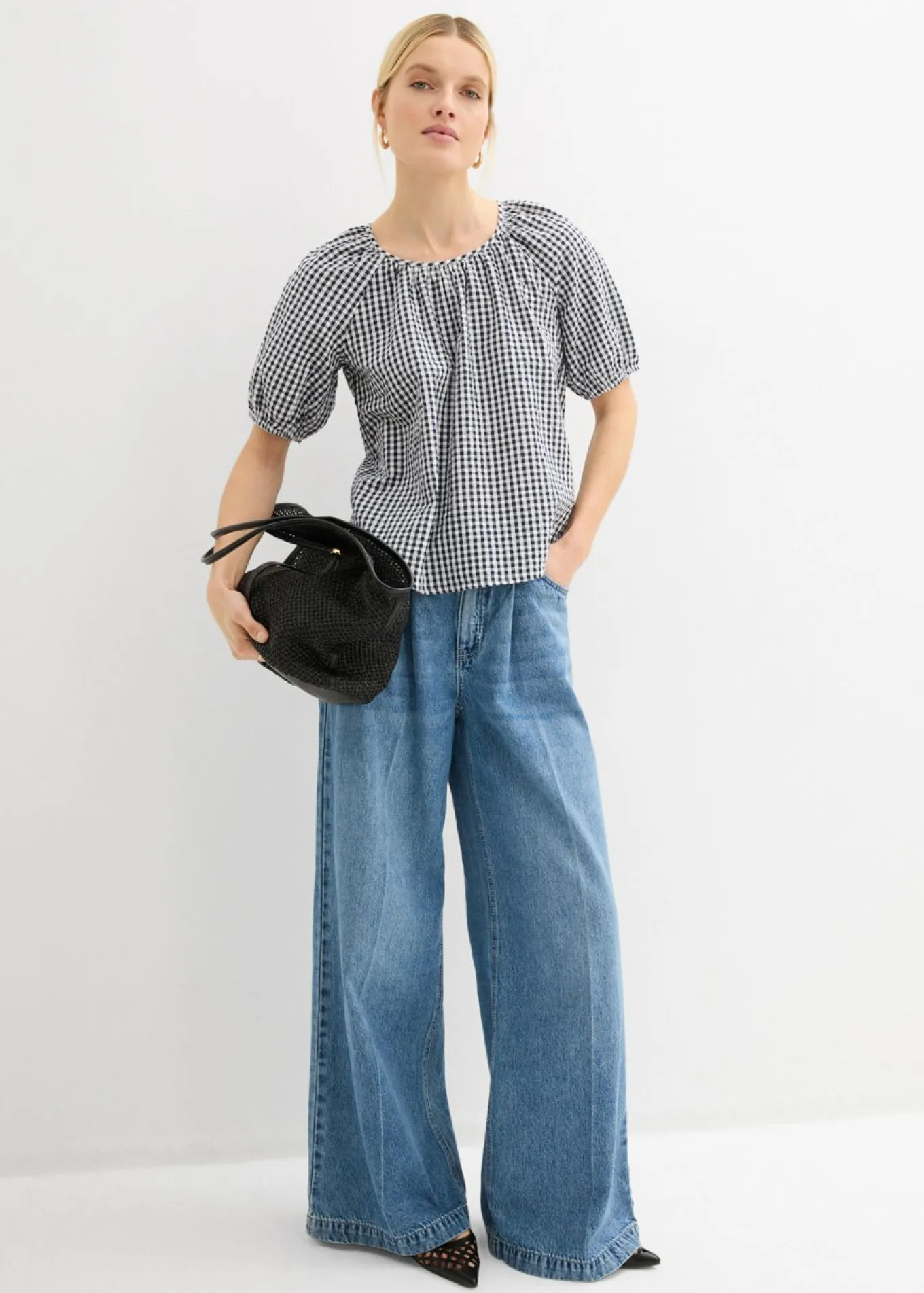Blusa de manga corta de algodón puro