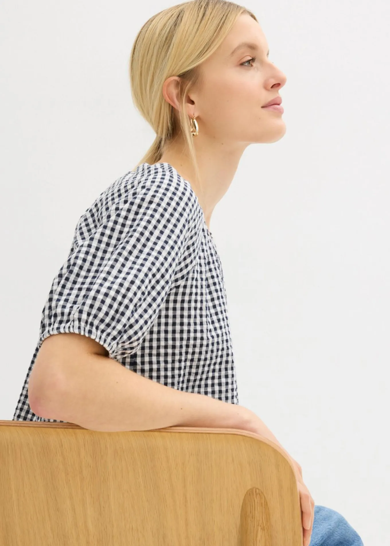 Blusa de manga corta de algodón puro