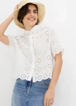 Blusa de manga corta de algodón puro