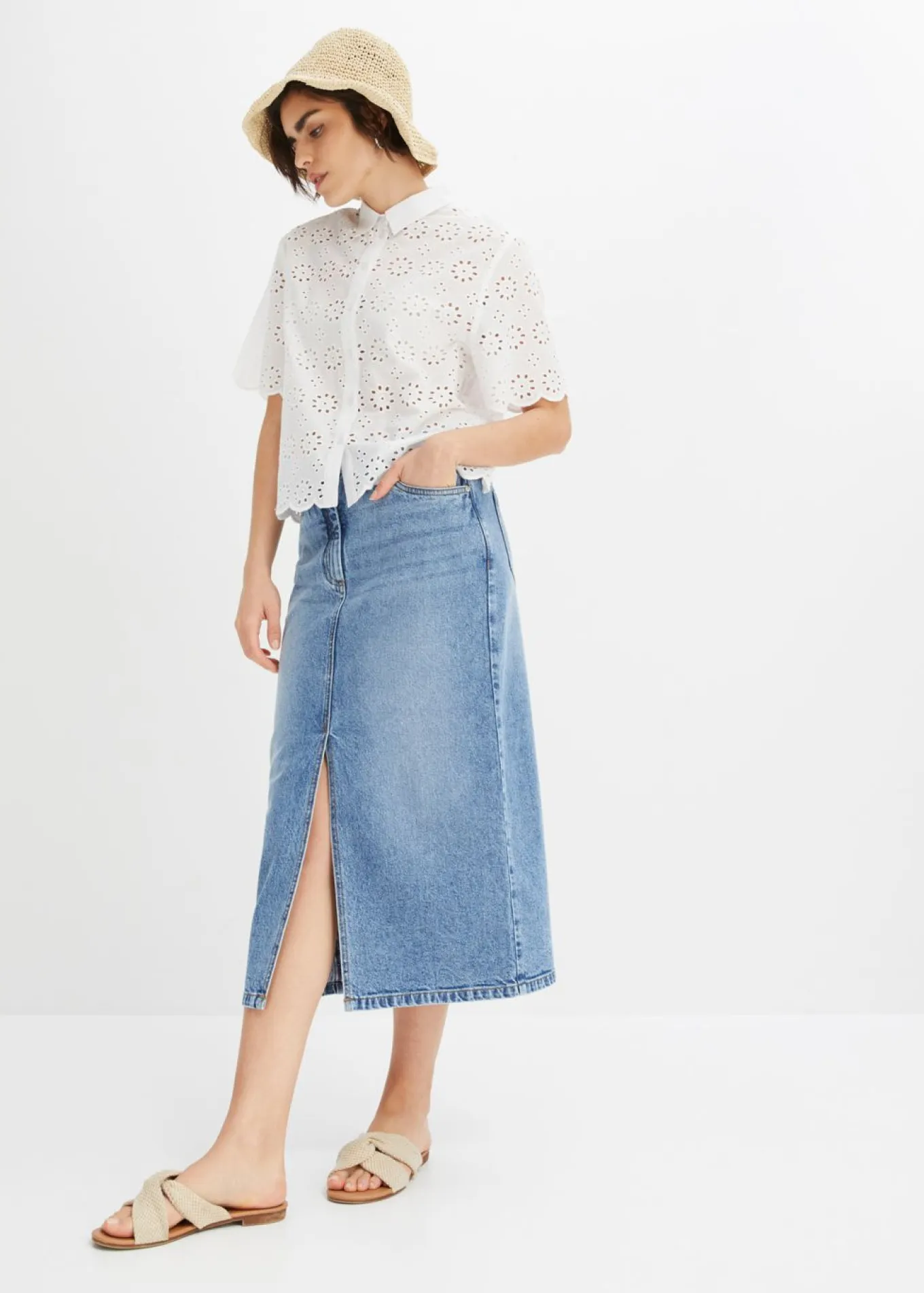Blusa de manga corta de algodón puro