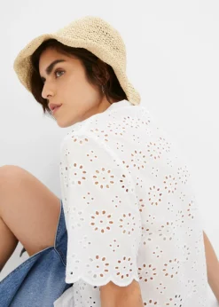 Blusa de manga corta de algodón puro
