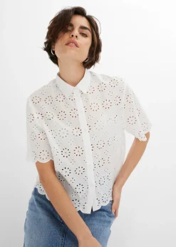 Blusa de manga corta de algodón puro
