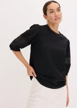 Blusa de manga corta de lino