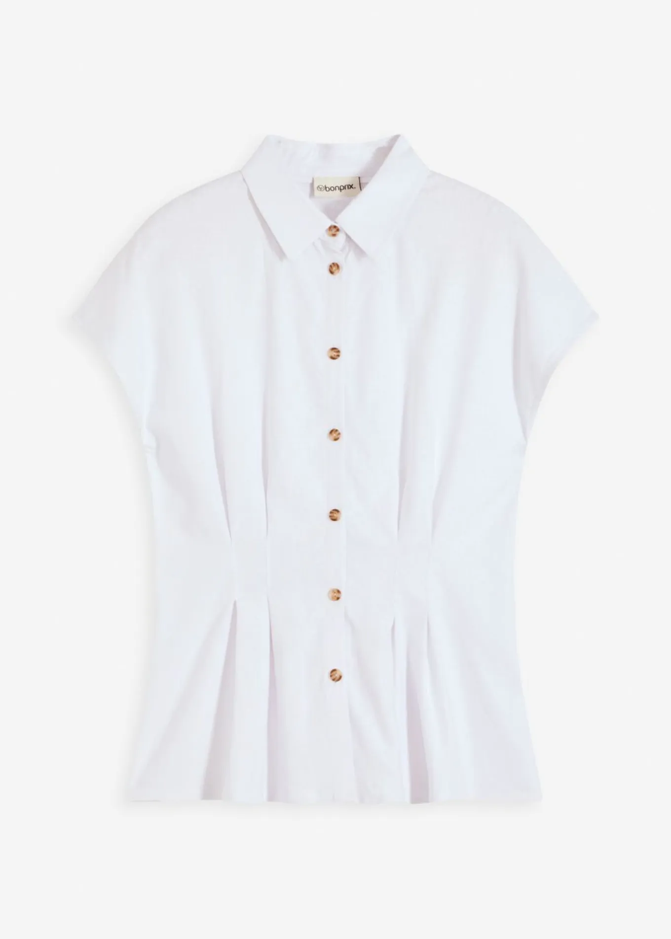 Blusa de manga corta de mezcla de lino vaporoso