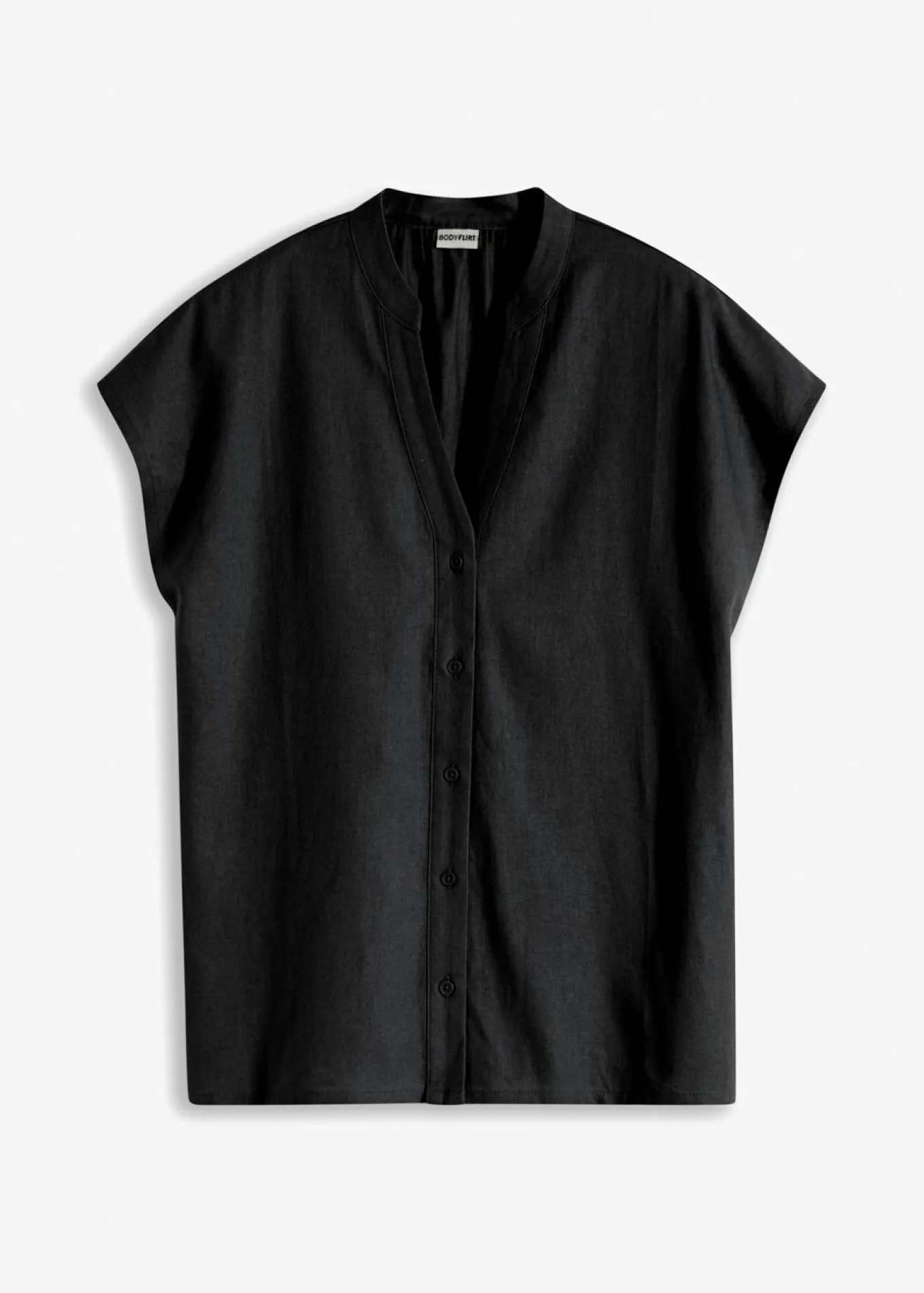 Blusa de manga corta de mezcla de lino vaporoso