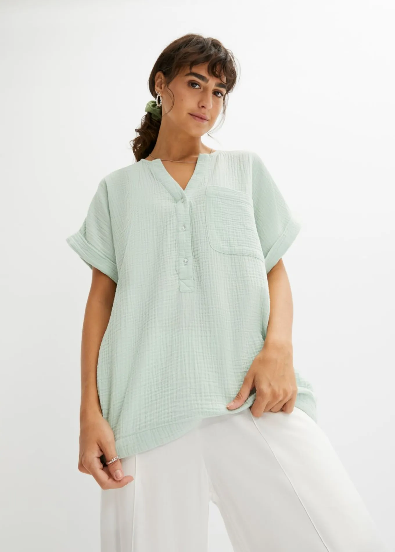 Blusa de manga corta de muselina