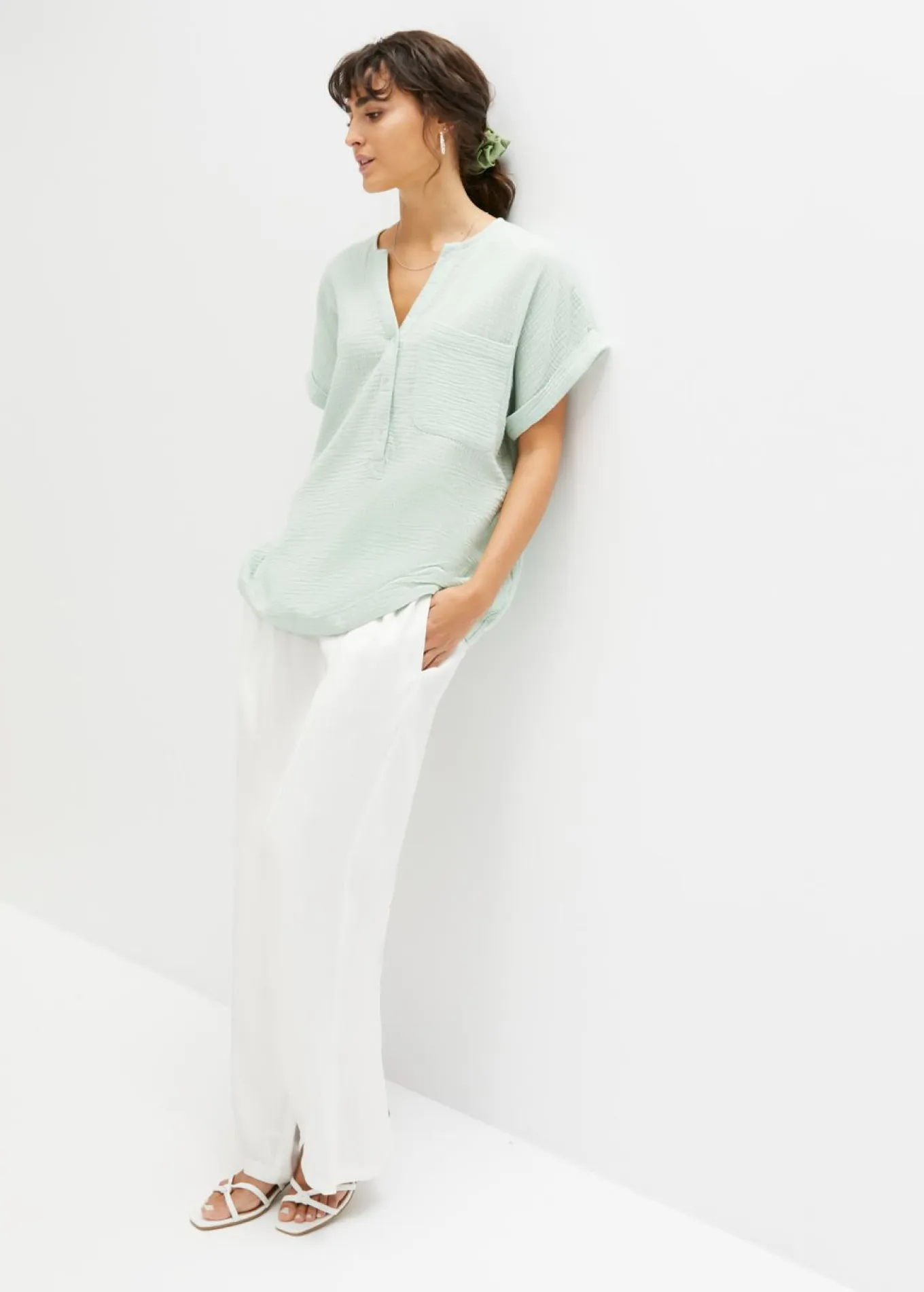 Blusa de manga corta de muselina