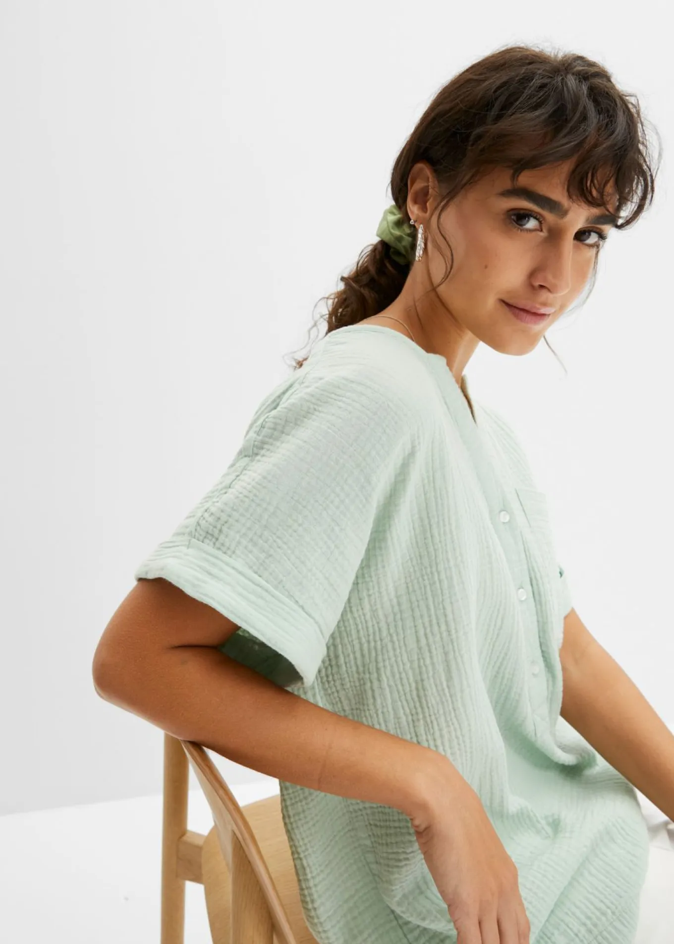 Blusa de manga corta de muselina