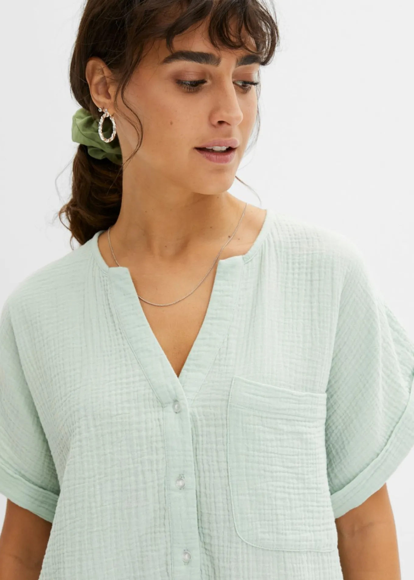 Blusa de manga corta de muselina