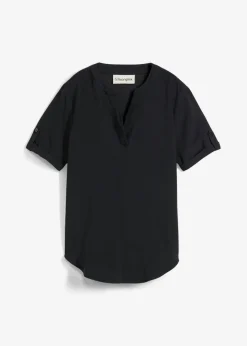 Blusa de manga corta de mezcla de viscosa firme