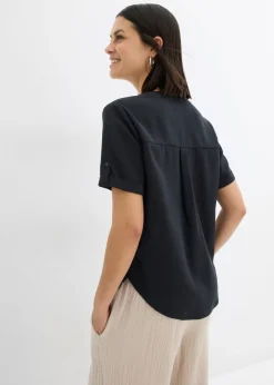 Blusa de manga corta de mezcla de viscosa firme