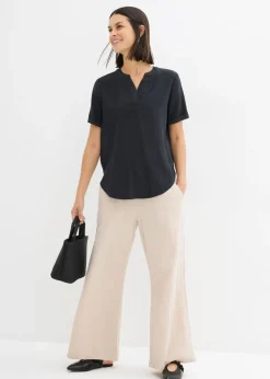 Blusa de manga corta de mezcla de viscosa firme