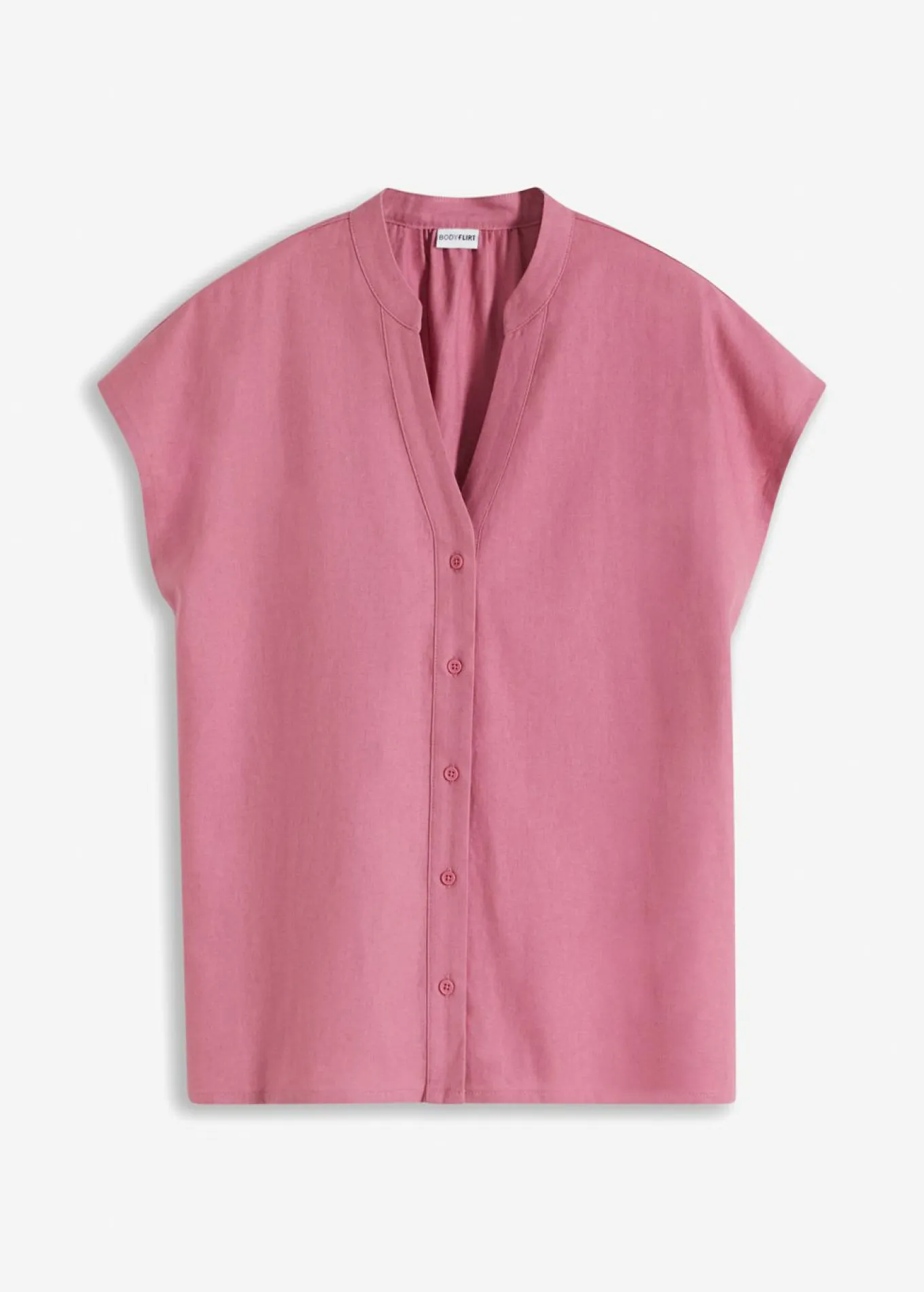 Blusa de manga corta de mezcla de lino vaporoso