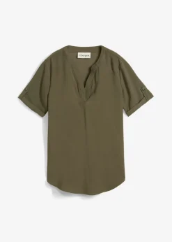 Blusa de manga corta de mezcla de viscosa firme