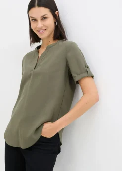 Blusa de manga corta de mezcla de viscosa firme