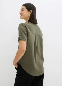 Blusa de manga corta de mezcla de viscosa firme