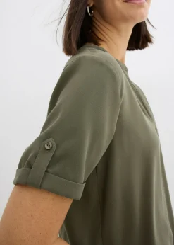 Blusa de manga corta de mezcla de viscosa firme