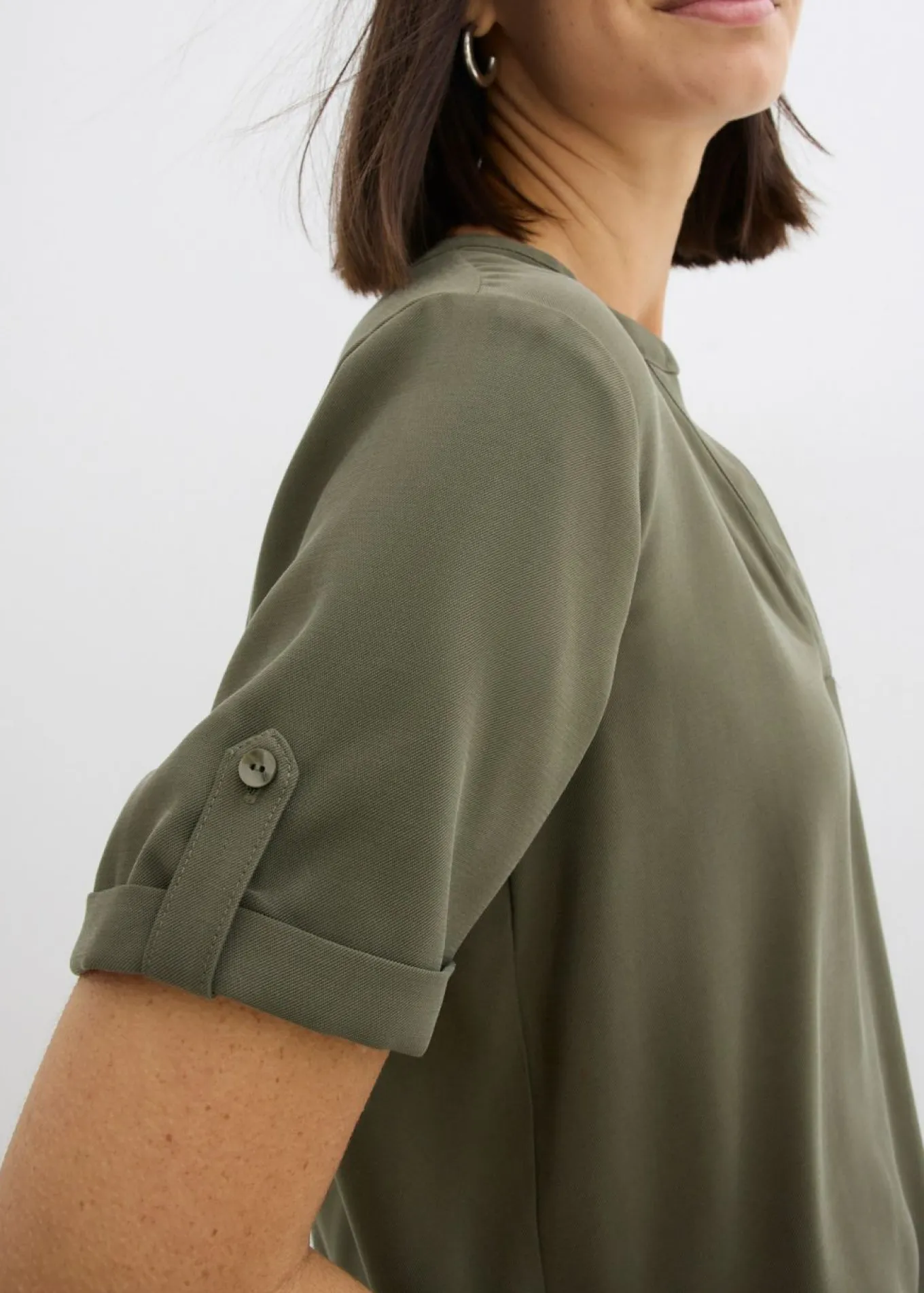 Blusa de manga corta de mezcla de viscosa firme