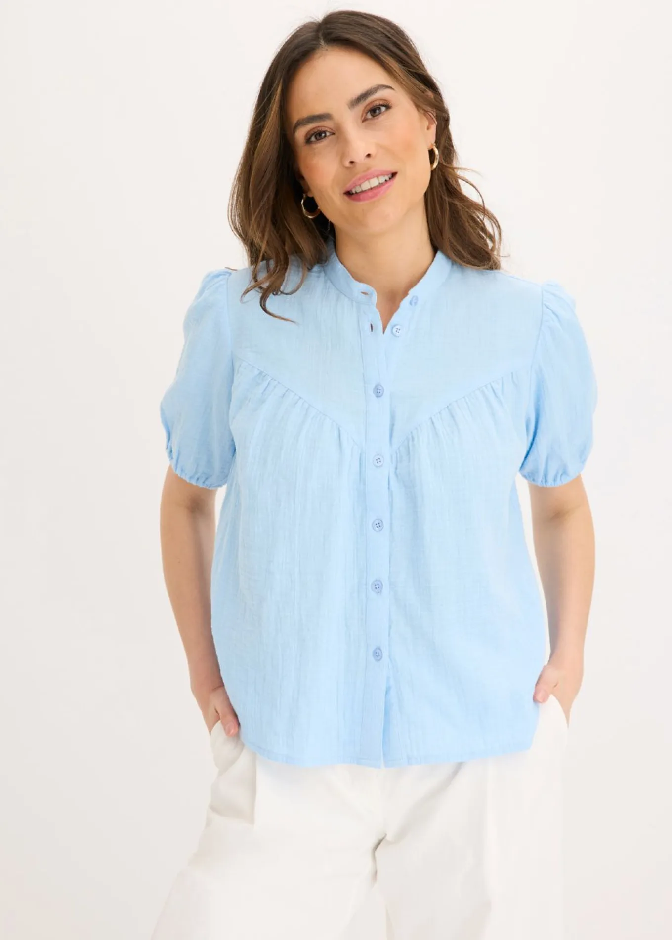 Blusa de manga corta de muselina
