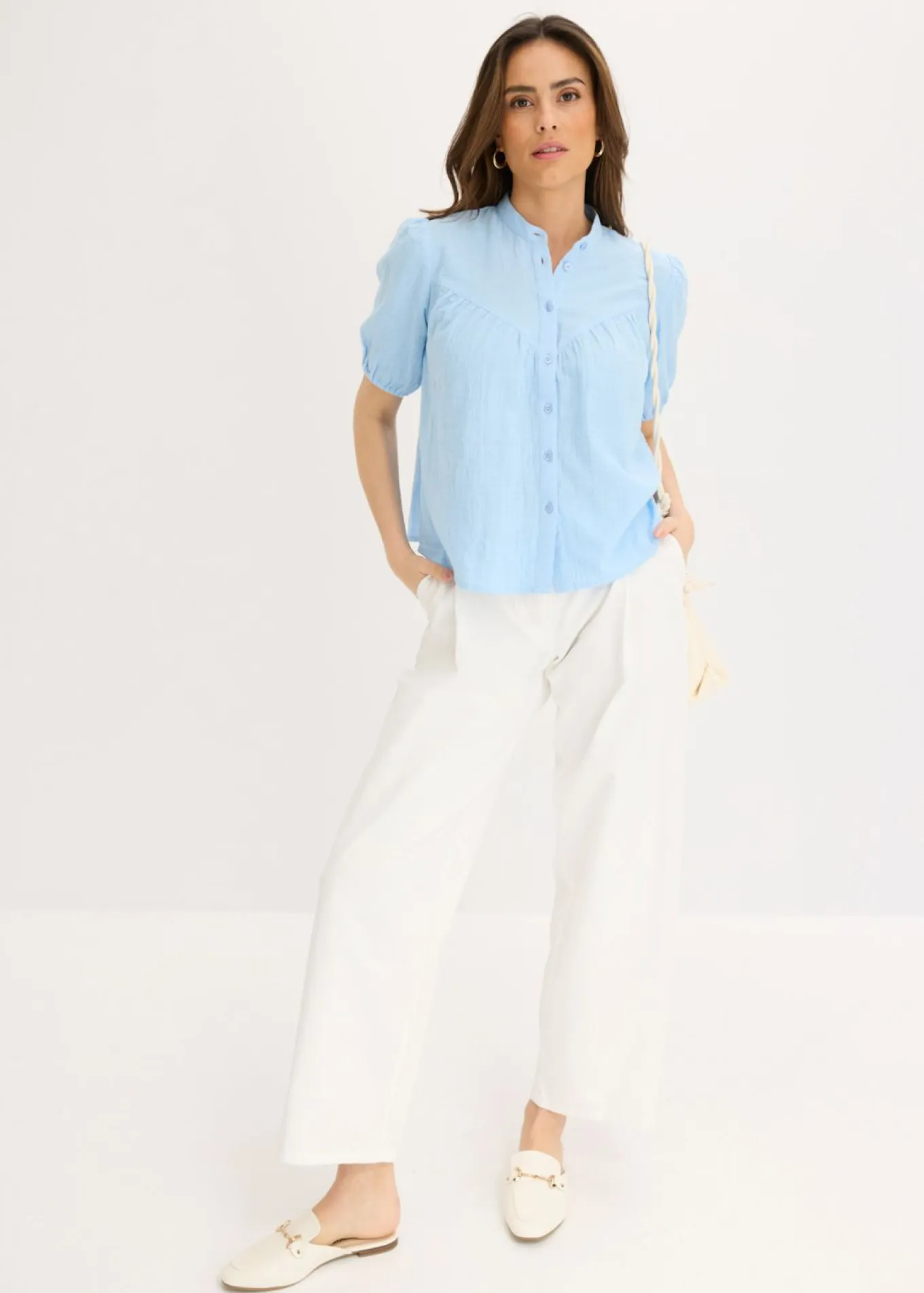 Blusa de manga corta de muselina