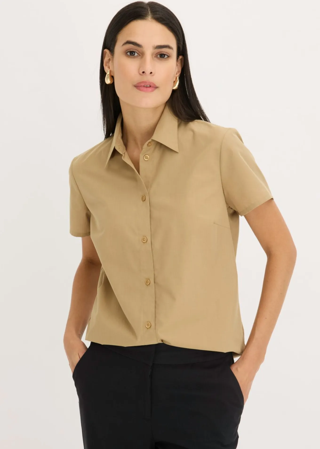 Blusa de manga corta de popelín