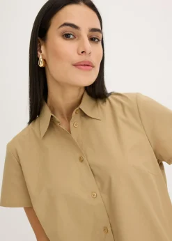 Blusa de manga corta de popelín