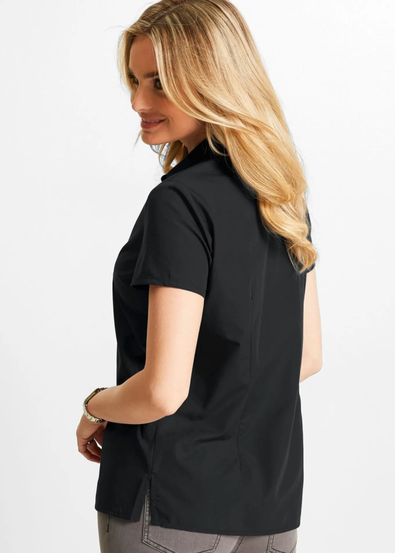 Blusa de manga corta de popelín