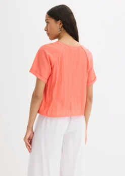 Blusa de manga corta de suave mezcla de viscosa