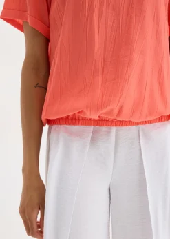 Blusa de manga corta de suave mezcla de viscosa