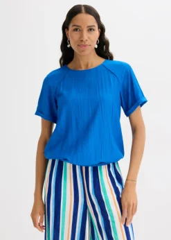 Blusa de manga corta de suave mezcla de viscosa