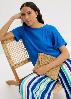 Blusa de manga corta de suave mezcla de viscosa